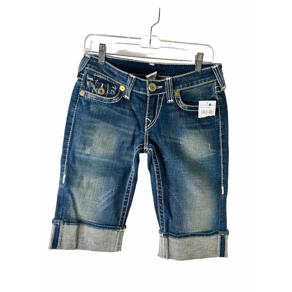 New True Religion Thich Stitched Cuffed Bermuda Shorts